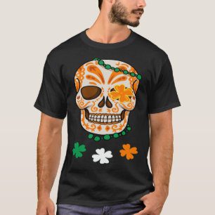 Oranger Zucker-Schädel St. Patrick's Day Irischer T-Shirt
