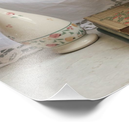 Orangerbera und Bücher Fotodruck (Ecke)