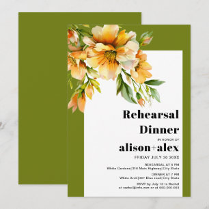 Orangerhododendron-Herbst-Hochzeitsprobedinner Einladung