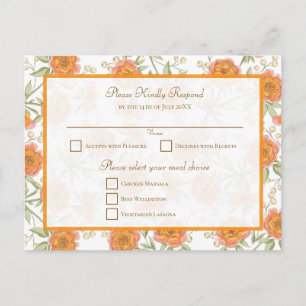 Orangerosa Hochzeit RSVP Antwort Feiertagspostkarte