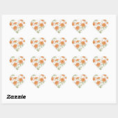 Orangerose Hochzeit Herz-Aufkleber (Blatt)
