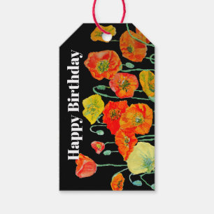 Orangerote Klatschmohn-Blumen-Aquarell-Frau Geburt Geschenkanhänger