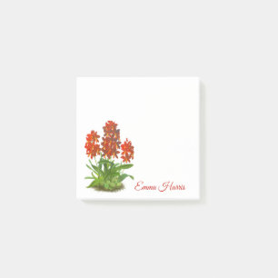 Orangerote Orchideenblumen-Post-It-Notes Post-it Klebezettel