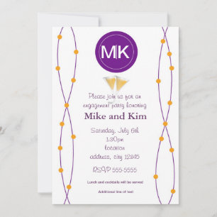Orangerote und violette Verlobungs-Hochzeitseinlad Einladung