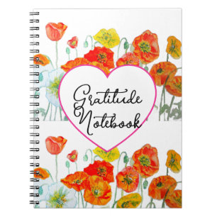 Orangeroter Klatschmohn Blumen Floral Dankbarkeit Notizblock