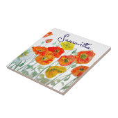 Orangerotes Klatschmohn-Blumenmuster Danke Fliese (Seite)