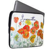 Orangerotes Klatschmohn-Blumenmuster Danke Laptopschutzhülle (Vorne Rechts)