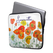 Orangerotes Klatschmohn-Blumenmuster Danke Laptopschutzhülle (Vorderseite Links)