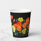 Orangerotes Klatschmohn-Blumenmuster Wasserfarbe H Pappbecher (Rückseite)
