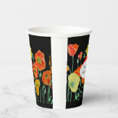 Orangerotes Klatschmohn-Blumenmuster Wasserfarbe H Pappbecher (Rechts)