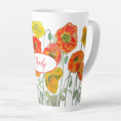 Orangerotes Mohnblumen-Muster-Wasserfarben-Tasse Milchtasse (Rechte Ecke)
