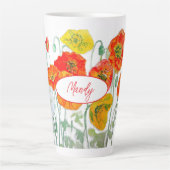 Orangerotes Mohnblumen-Muster-Wasserfarben-Tasse Milchtasse (Vorderseite)