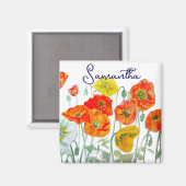 Orangerotes Mohnblumenmuster Danke Magnet (Vorderseite/Rückseite)