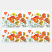 Orangerotes Mohnblumenmuster Wasserfarbe Geschenkpapier Set (Vorderseite 3)