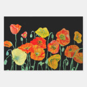Orangerotes Mohnblumenmuster Wasserfarbe Geschenkpapier Set (Vorderseite)