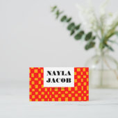 Orangerotes Schachbrettmuster QR-Code Handmade Visitenkarte (Stehend Vorderseite)