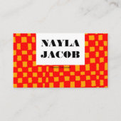 Orangerotes Schachbrettmuster QR-Code Handmade Visitenkarte (Vorderseite)