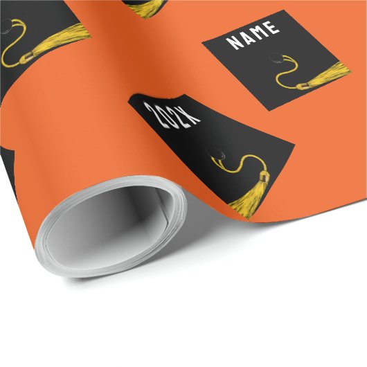 Oranges Abschiedsgeschenk Geschenkpapier (Rolleneckpunkt)
