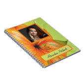 Oranges abstraktes Fantasy-Blumen-Foto-Monogramm Notizblock (Rechte Seite)