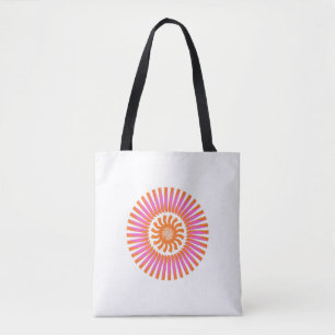 Oranges abstraktes geometrisches Spiral-Sonnenburs Tasche