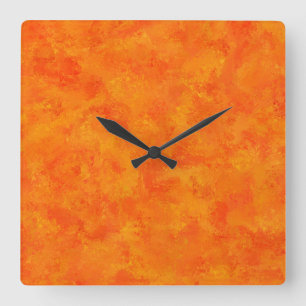 Oranges abstraktes Muster Quadratische Wanduhr