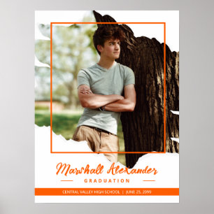 Oranges abstraktes, zerrissenes Foto zur Abschluss Poster