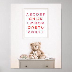 Oranges Alphabet Großbuchstaben Lehrer Kinderzimme Poster