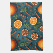 Oranges and Cinnamon, Christmas, Author Natasha Us Geschirrtuch (Vertikal)