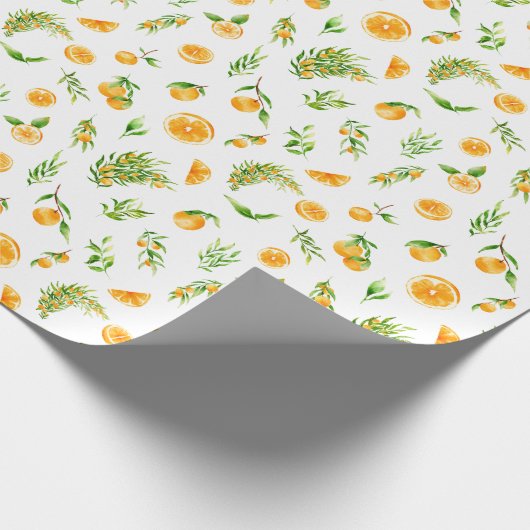Oranges and Foliage Pattern Geschenkpapier (Ecke)
