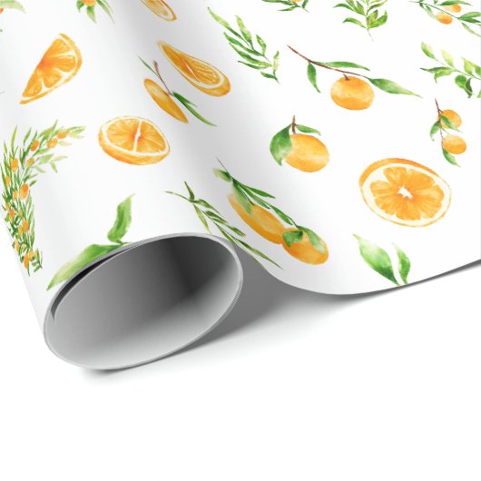 Oranges and Foliage Pattern Geschenkpapier (Rolleneckpunkt)