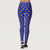 Oranges Auf Blau-Polka-Punkte-Musterdesign Leggings (Rückseite)