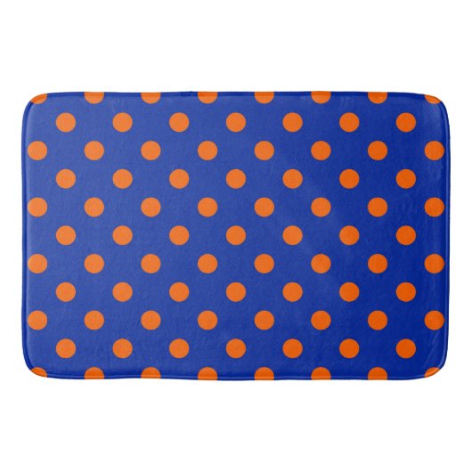 Oranges Auf Blau-Punkte-Muster-Design Badematte (Vorderseite)