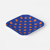 Oranges Auf Blau-Punkte-Musterdesign Pappteller (Gewinkelt)