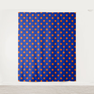 Oranges Auf Blau Punkte Musterdesign Wandteppich
