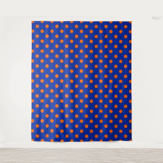 Oranges Auf Blau Punkte Musterdesign Wandteppich (Vorderseite)