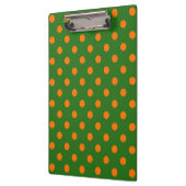 Oranges Auf Grünem Polka-Punkte-Musterdesign Klemmbrett (Links)
