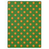 Oranges Auf Grünem Polka-Punkte-Musterdesign Klemmbrett (Rückseite)