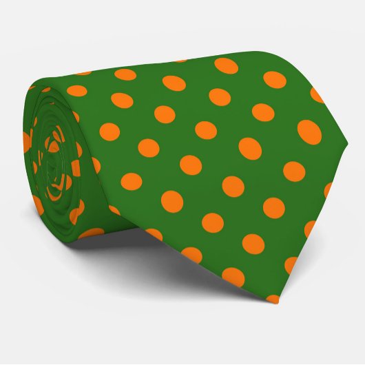 Oranges auf grünem Polka-Punkte-Musterdesign Krawatte