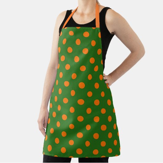 Oranges auf grünem Polka-Punkte-Musterdesign Schürze