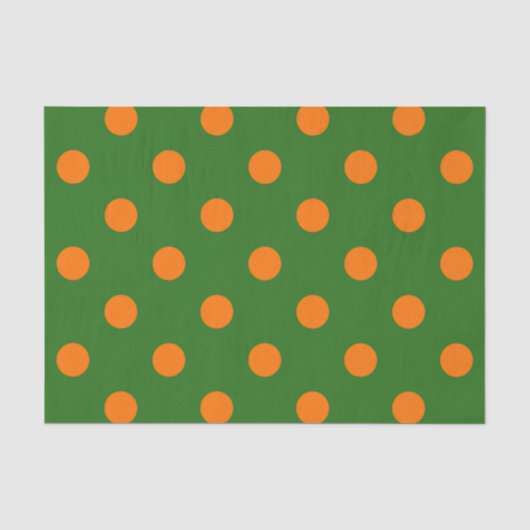 Oranges Auf Grünem Polka-Punkte-Musterdesign  Seidenpapier (Vorderseite)