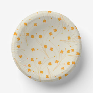 Oranges Beige Retro Y2K 70er Blumenmuster Pappteller