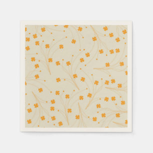 Oranges Beige Retro Y2K 70er Blumenmuster Serviette