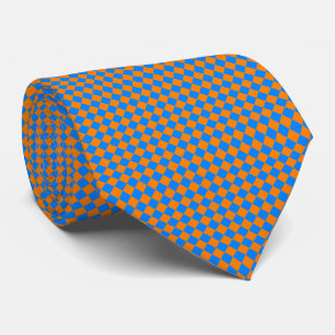 Oranges Blaues Schachbrett-Diamantmuster Krawatte