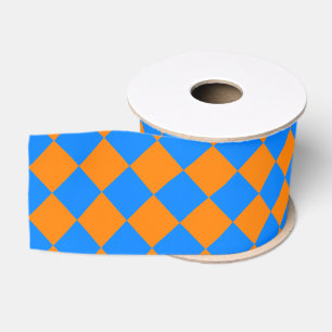 Oranges Blaues Schachbrett-Diamantmuster Ripsband