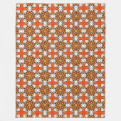 Oranges, blaues und weißes geometrisches Mandala Fleecedecke (Vorderseite)
