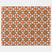Oranges, blaues und weißes geometrisches Mandala Fleecedecke (Vorderseite (Horizontal))