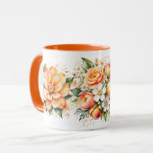 Oranges Blumenarrangement Wasserfarben Kaffeetasse (Vorderseite Links)