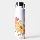 Oranges Blumenmonogramm Namensgeschenk Trinkflasche (Vorne)