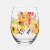 Oranges Blumenmonogramm Namensgeschenk Weinglas Ohne Stiel (Links)