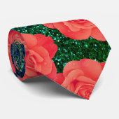 Oranges Blumenmuster grüner Glitter-Geschenk Favor Krawatte (Gerollt)